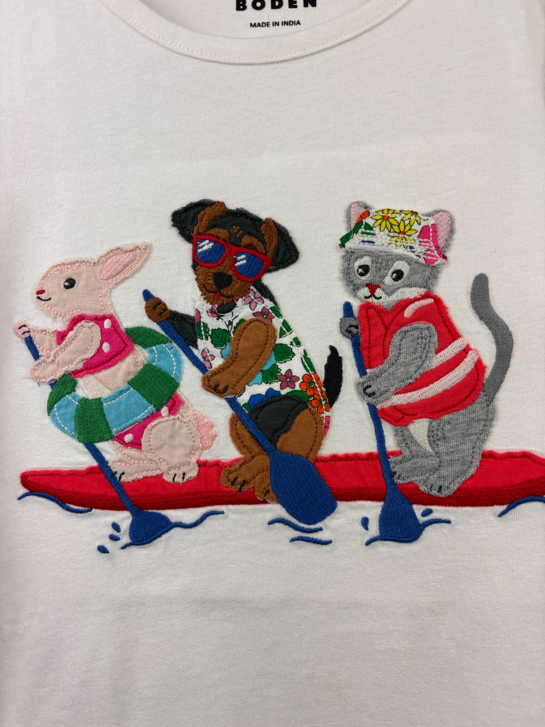 Mini Boden Cream Animal Paddleboard T-Shirt 9-10 Years-Tops-Second Snuggle Preloved