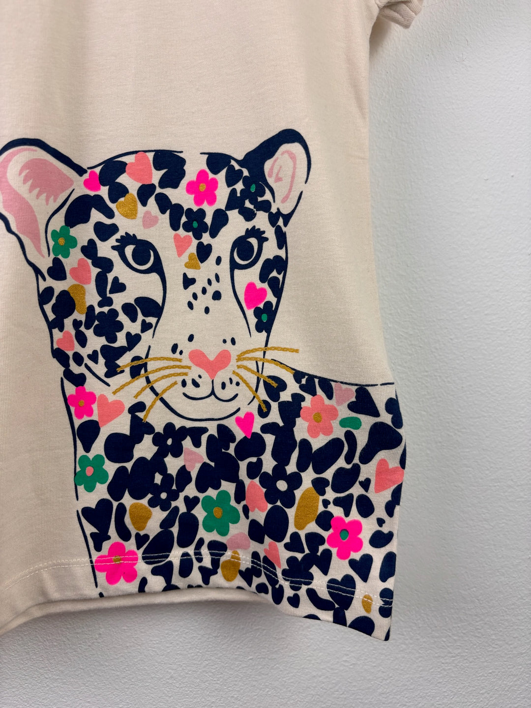 Mini Boden Cream Floral Leopard T-Shirt 6-7 Years-Tops-Second Snuggle Preloved