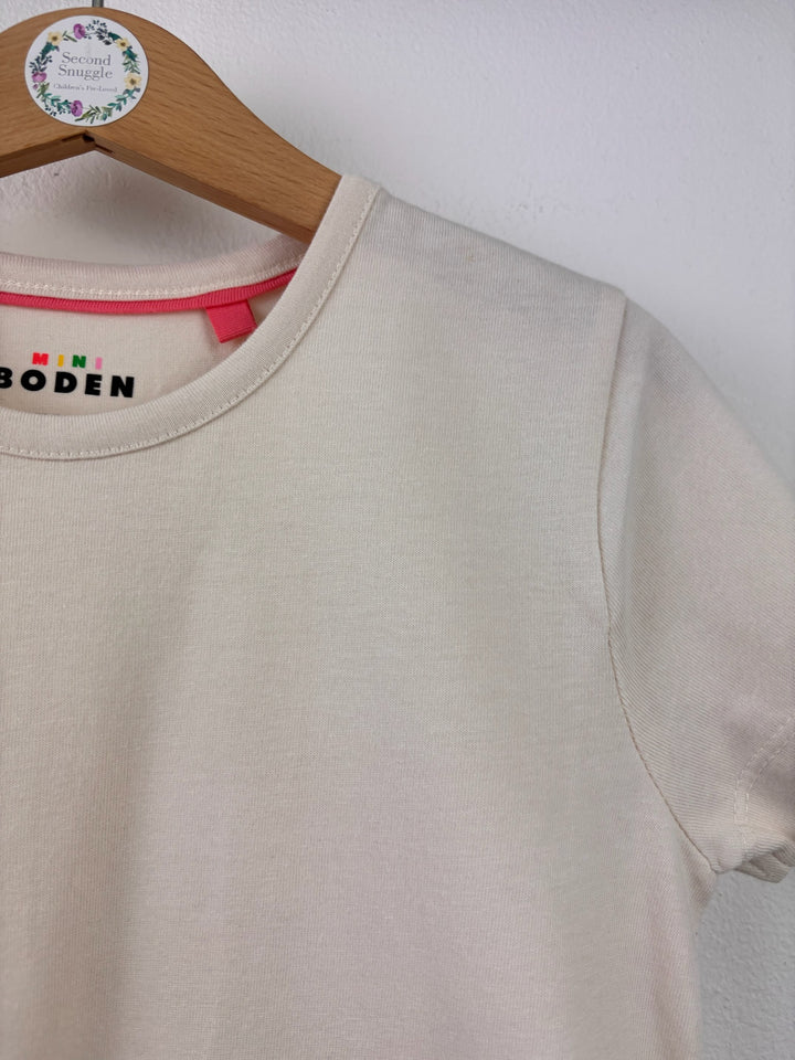 Mini Boden Cream Floral Leopard T-Shirt 6-7 Years-Tops-Second Snuggle Preloved