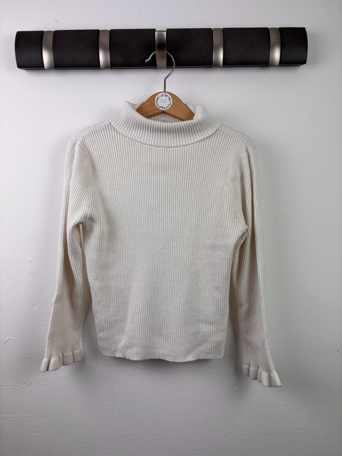 John Lewis Cream Ribbed Roll Neck Top 5 Years-Tops-Second Snuggle Preloved