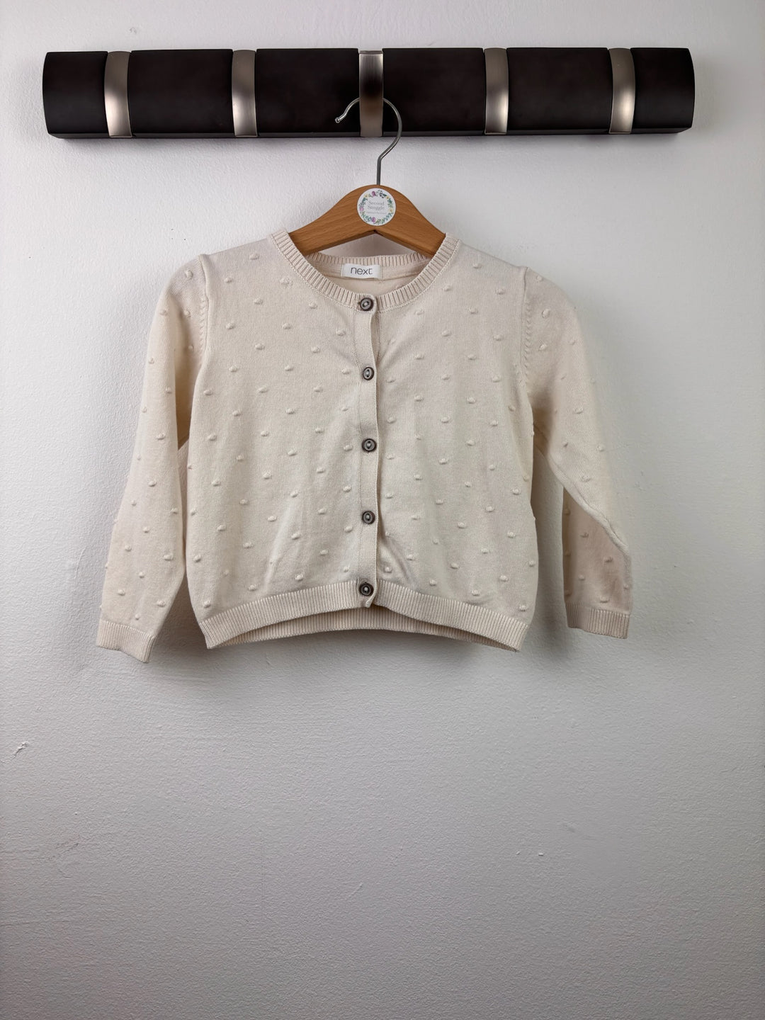 Next Cream Textured Spot Cardigan 12-18 Months-Cardigans-Second Snuggle Preloved