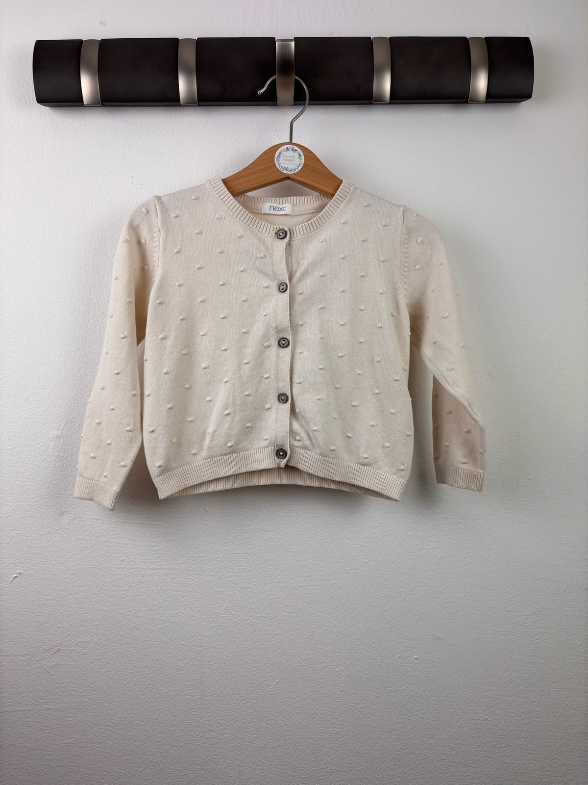 Next Cream Textured Spot Cardigan 12-18 Months-Cardigans-Second Snuggle Preloved