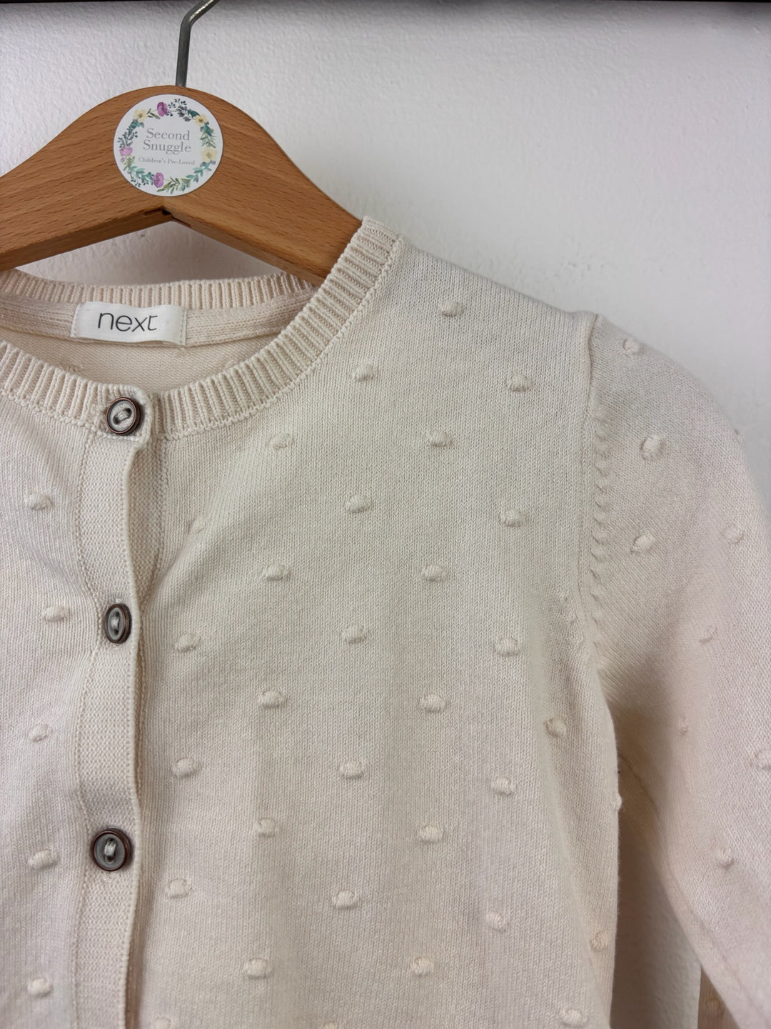 Next Cream Textured Spot Cardigan 12-18 Months-Cardigans-Second Snuggle Preloved