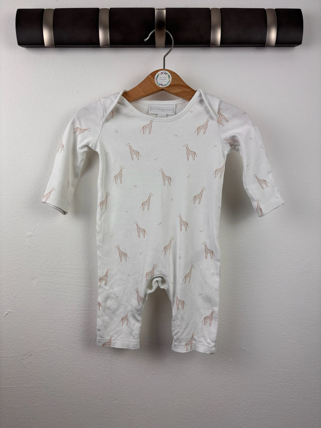 The White Company Cream Giraffe Print Romper 0-3 Months-Rompers-Second Snuggle Preloved