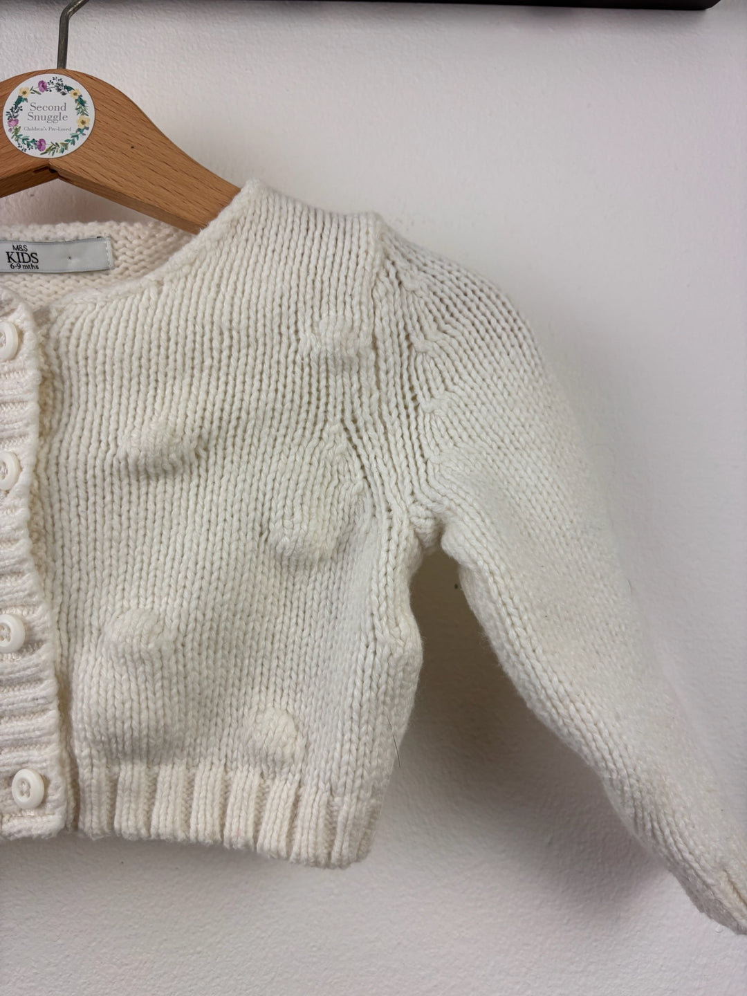 M&amp;S Cream Bobble Knit Cardigan 6-9 Months-Cardigans-Second Snuggle Preloved