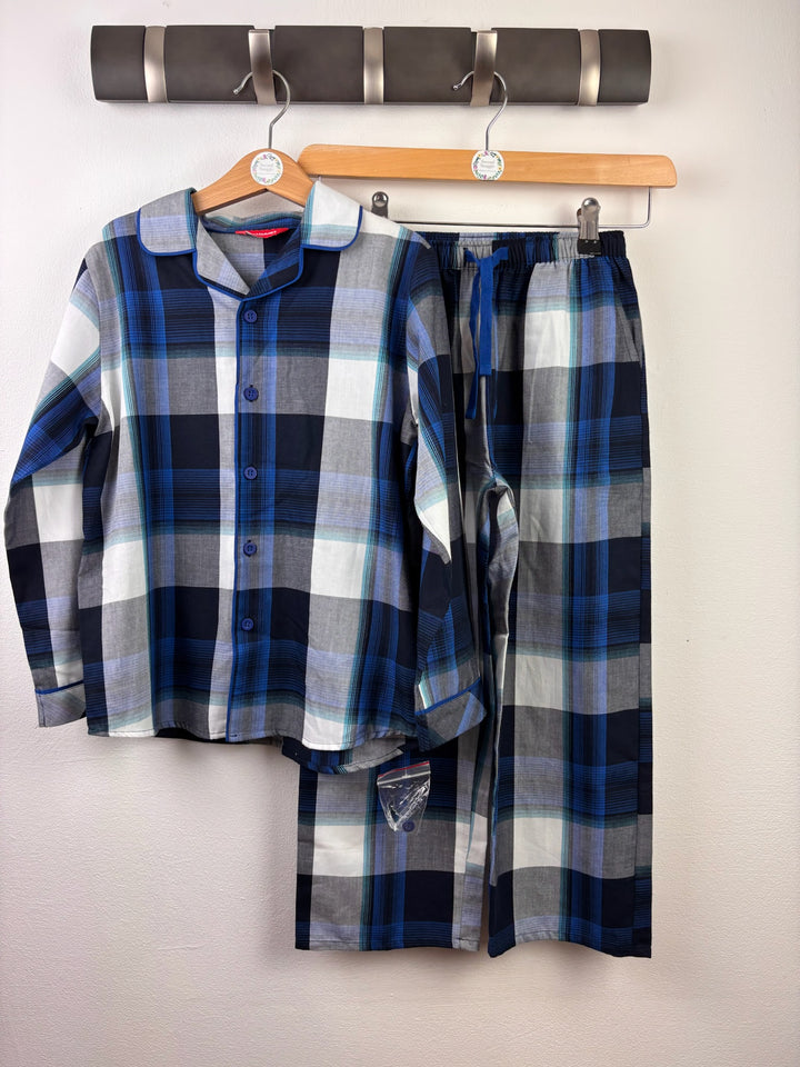Mini Jammies Blue Check Pyjama Set 6-7 Years-Night Wear-Second Snuggle Preloved