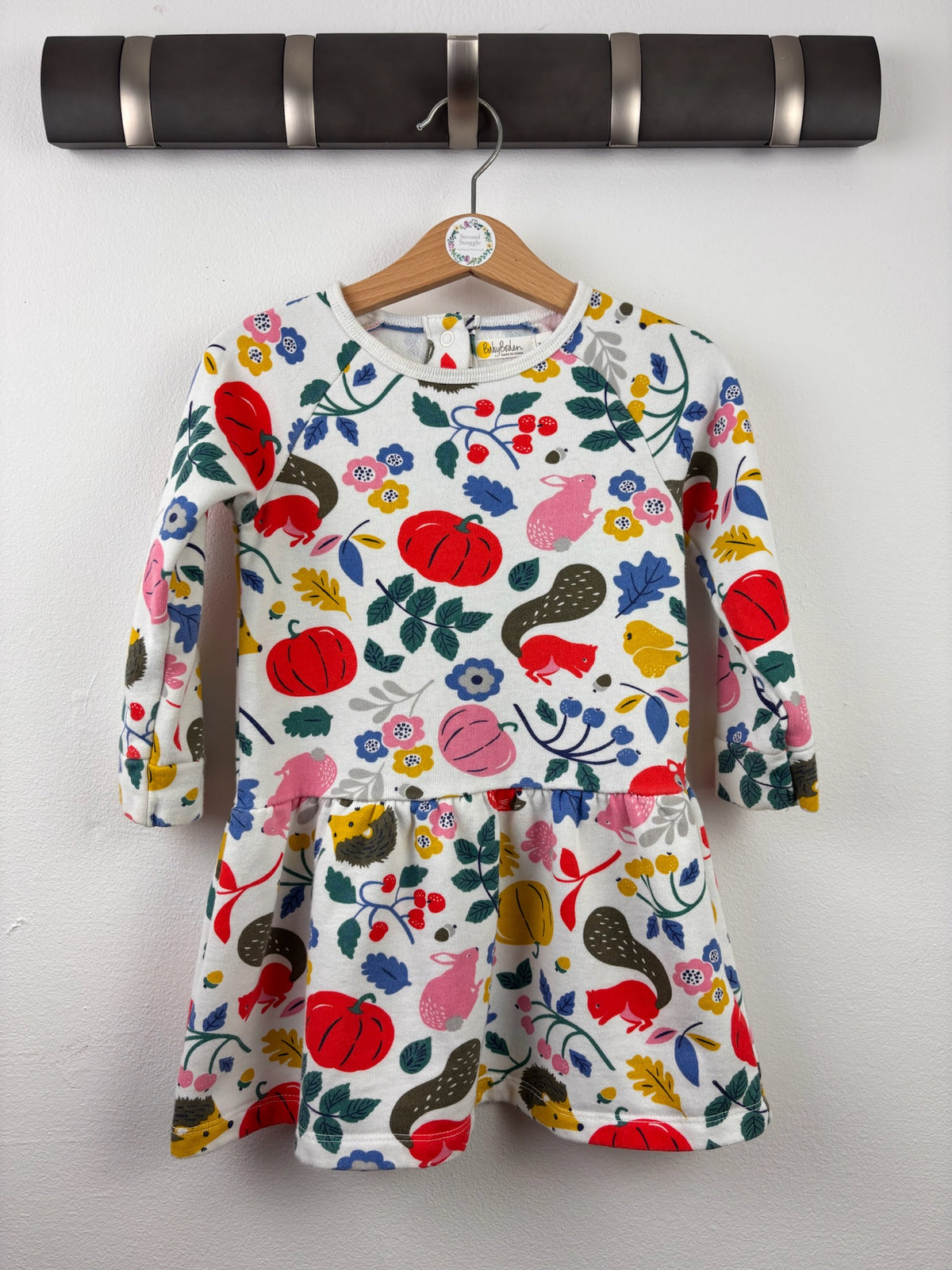 Boden Cream Autumn Woodland Print Dress 18-24 Months-Dresses-Second Snuggle Preloved
