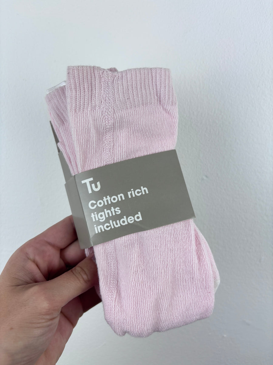Tu Pink Cotton Tights 12-18 Months-Tights & Socks-Second Snuggle Preloved