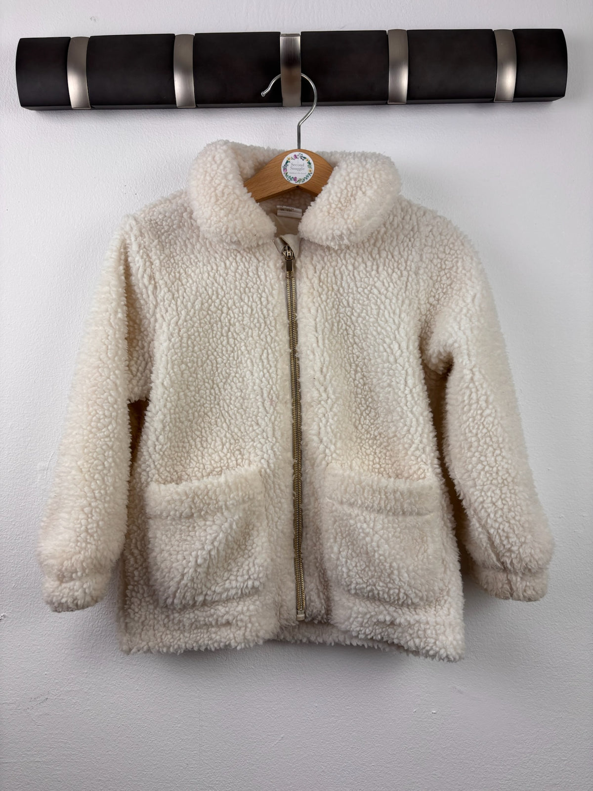 H&M Cream Borg Zip Jacket 2-3 Years-Jackets-Second Snuggle Preloved