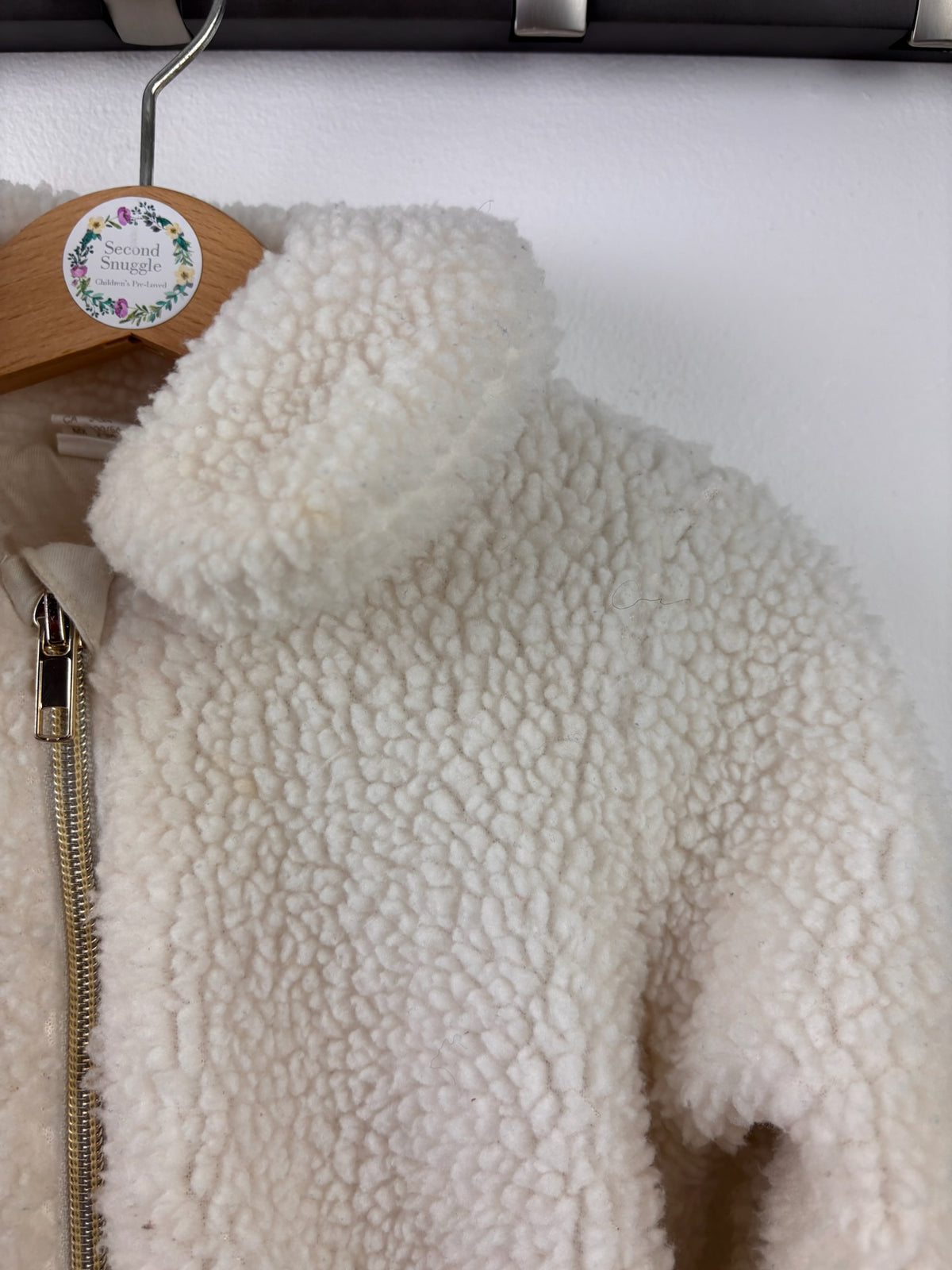 H&M Cream Borg Zip Jacket 2-3 Years-Jackets-Second Snuggle Preloved