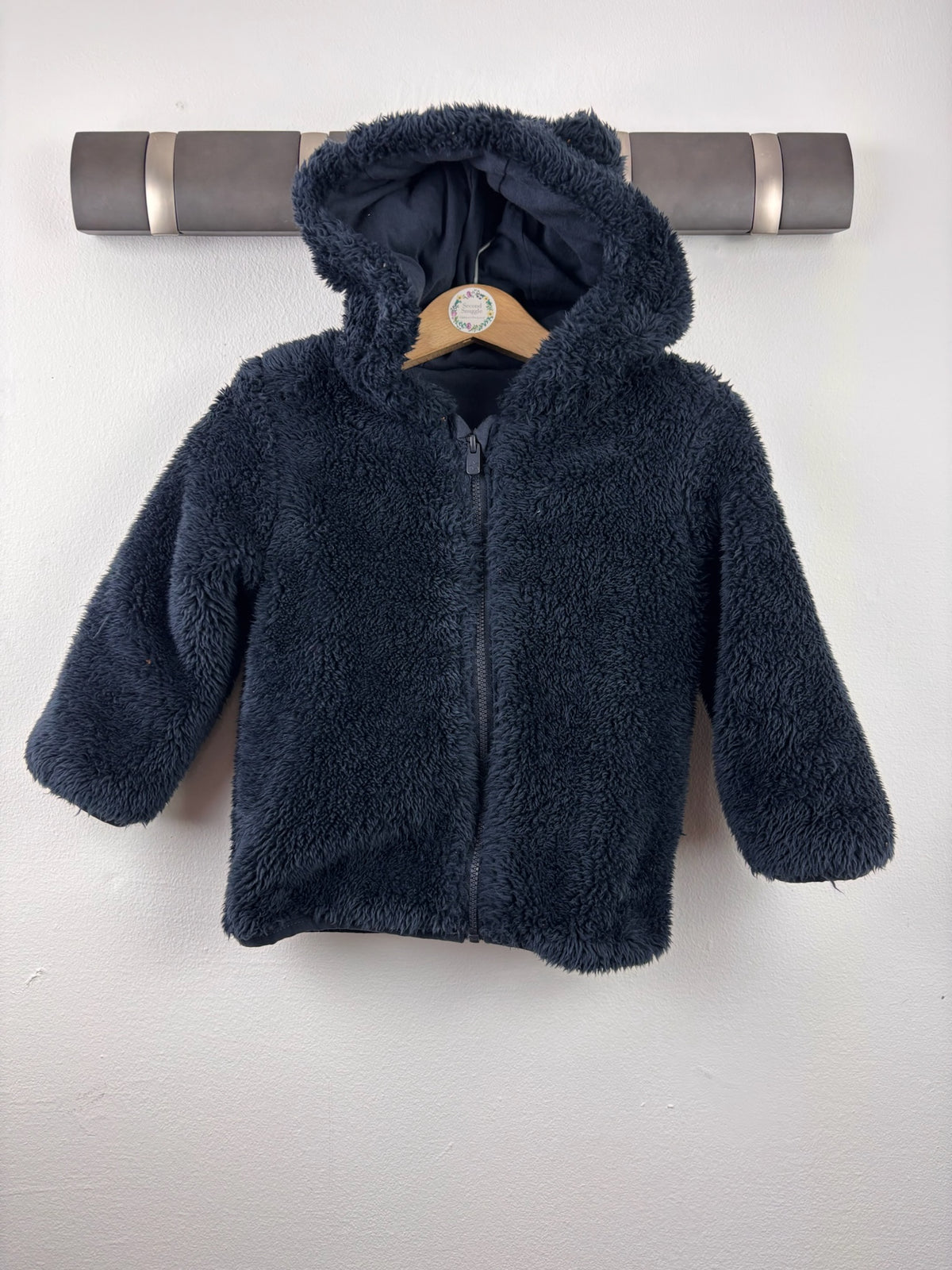 Tu Navy Fluffy Hooded Zip Jacket 18-24 Months-Fleeces-Second Snuggle Preloved