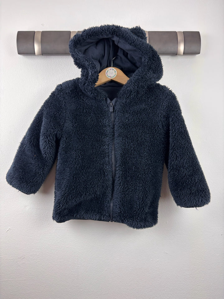 Tu Navy Fluffy Hooded Zip Jacket 18-24 Months-Fleeces-Second Snuggle Preloved