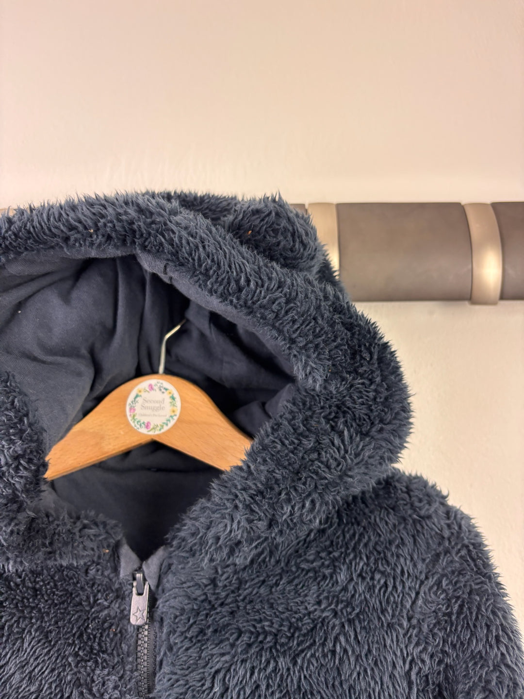 Tu Navy Fluffy Hooded Zip Jacket 18-24 Months-Fleeces-Second Snuggle Preloved