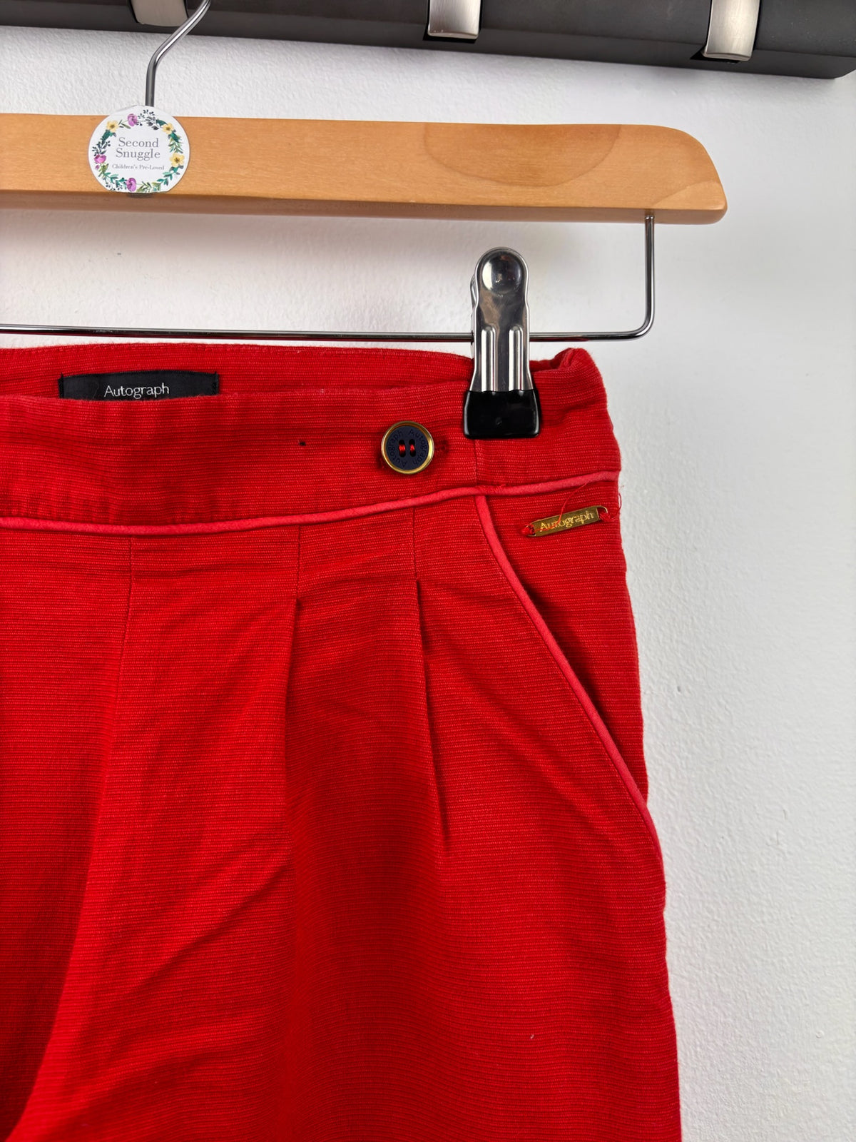 M&S Autograph Red Wide Leg 3/4 Trousers 7-8 Years-Trousers-Second Snuggle Preloved