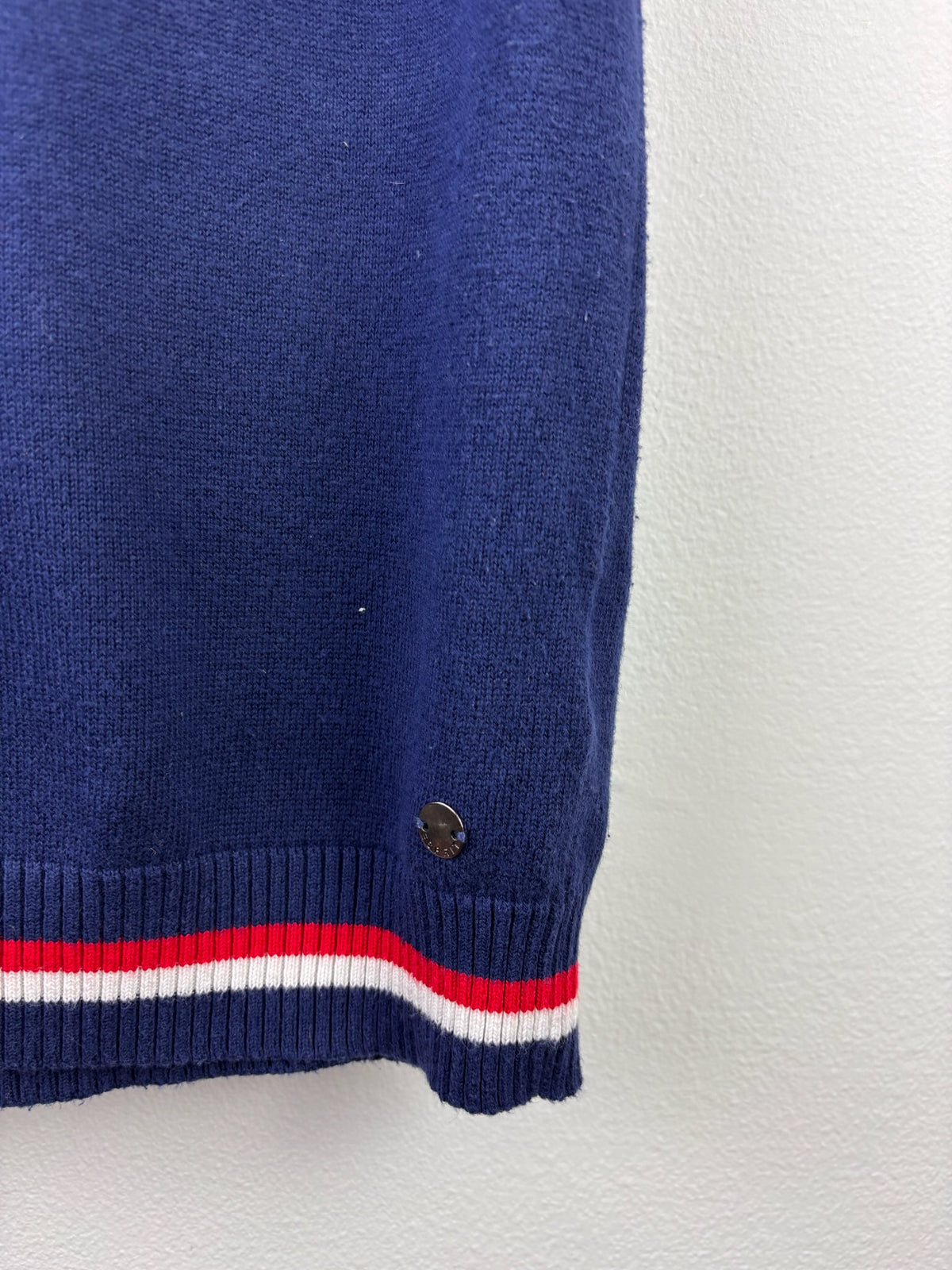 Esprit Navy Knitted V-Neck Tank Top Red White Stripe 8-9 Years-Jumpers-Second Snuggle Preloved