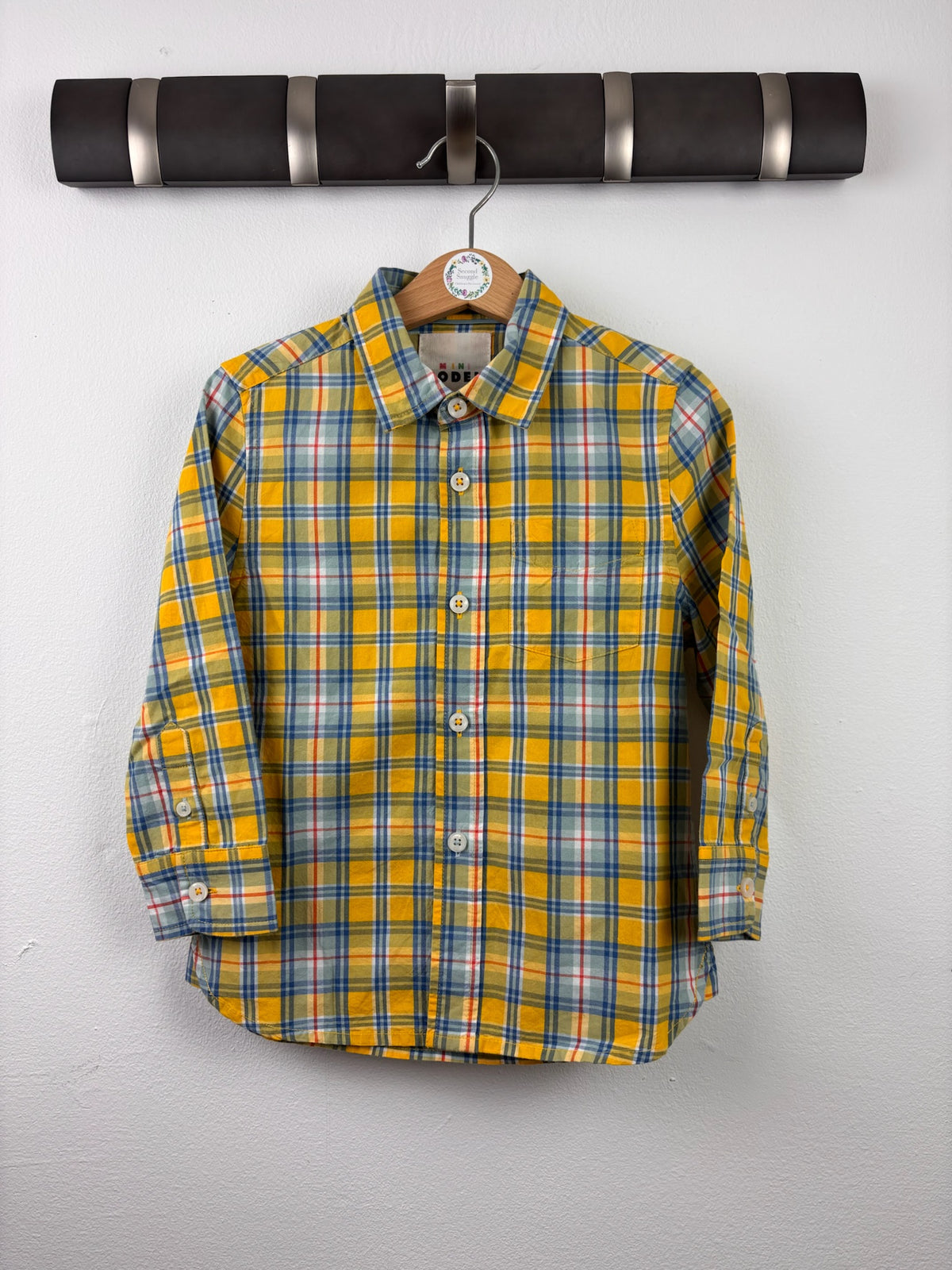 Boden Yellow Check Long Sleeve Shirt 2-3 Years-Shirts-Second Snuggle Preloved