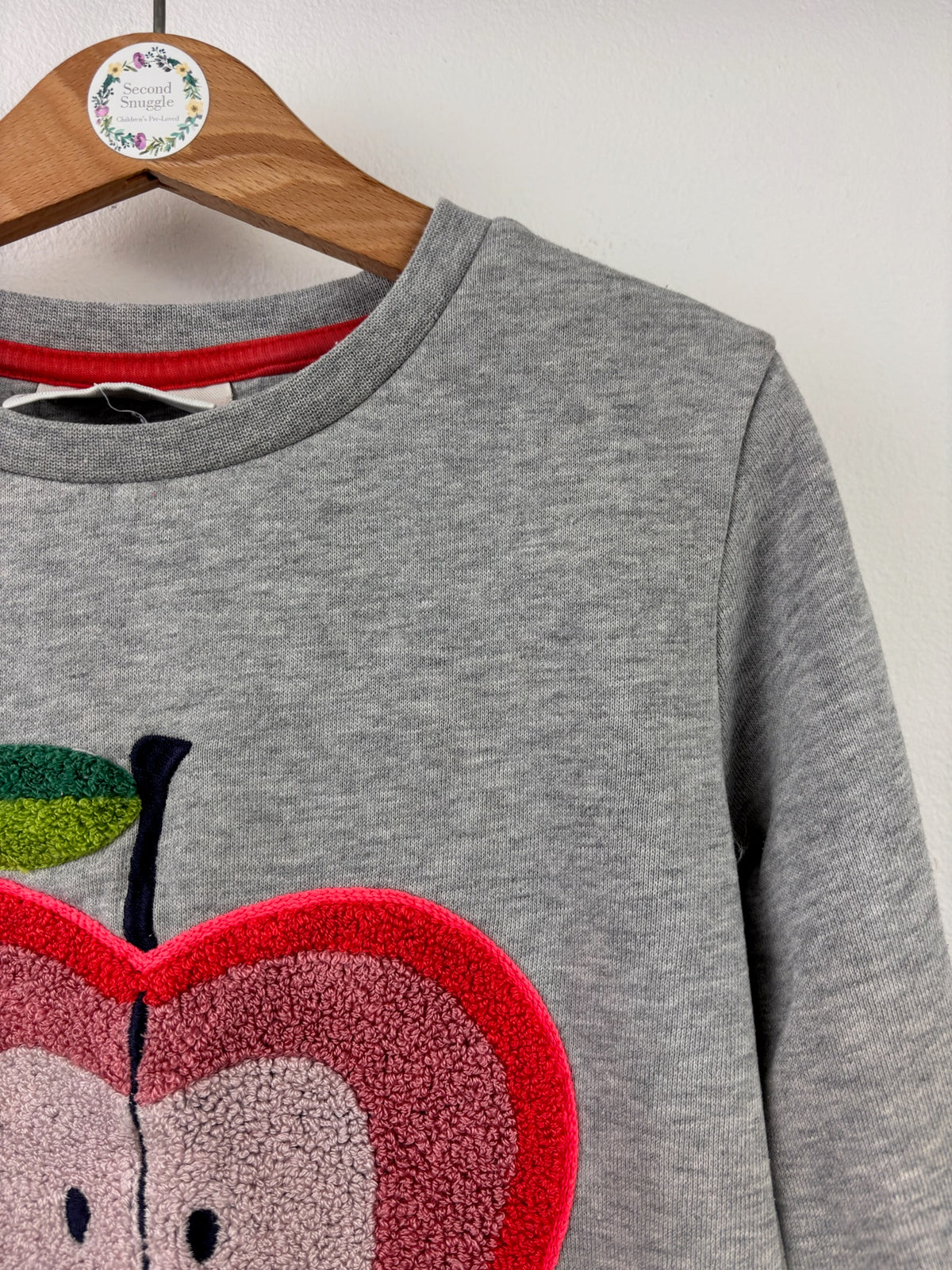 Boden Grey Apple Appliqué Sweatshirt 7-8 Years-Jumpers-Second Snuggle Preloved
