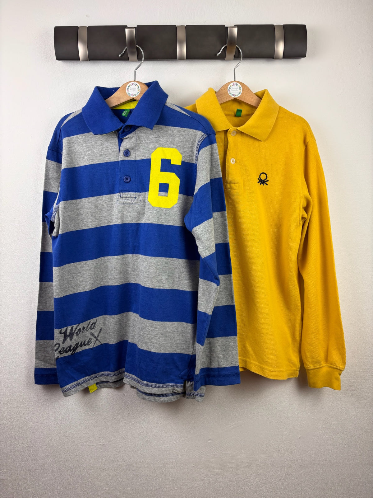 United Colors of Benetton Blue Stripe & Yellow Polo Tops Set 8-9 Years-Tops-Second Snuggle Preloved