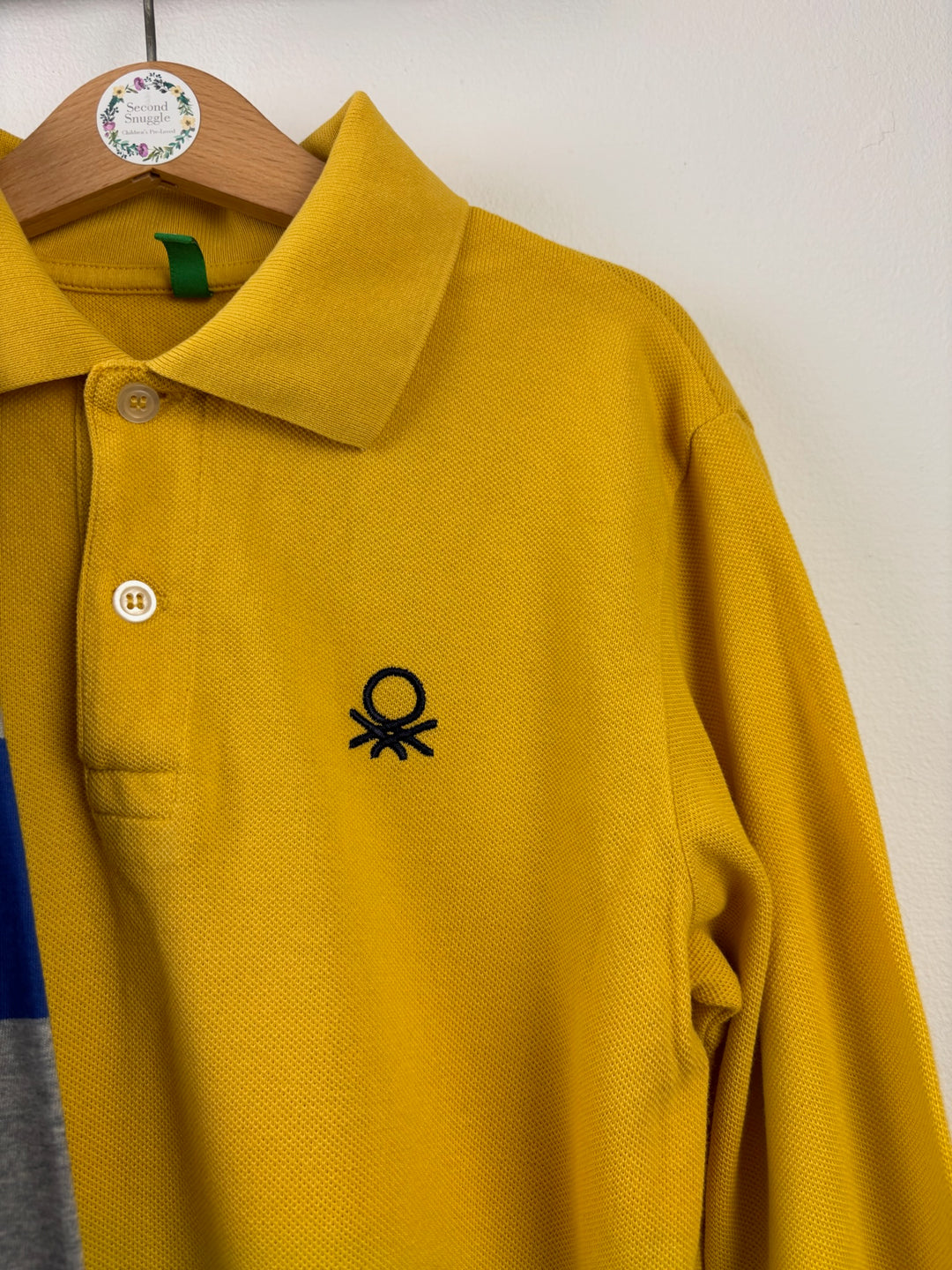 United Colors of Benetton Blue Stripe &amp; Yellow Polo Tops Set 8-9 Years-Tops-Second Snuggle Preloved