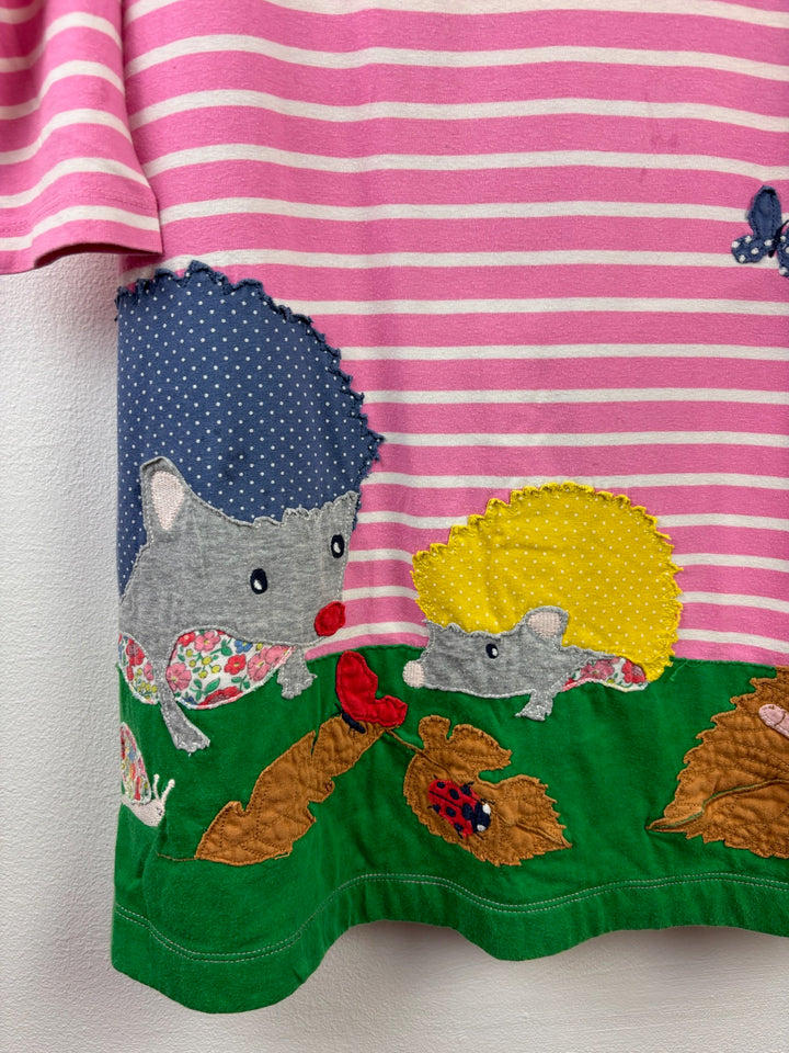 Boden Pink Stripe Hedgehog Appliqué Dress 7-8 Years-Dresses-Second Snuggle Preloved