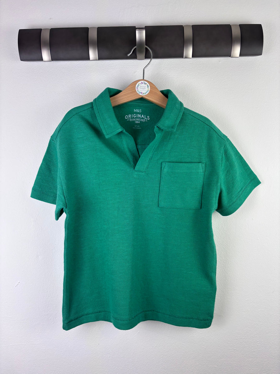 M&S Green Polo Top 6-7 Years-Tops-Second Snuggle Preloved