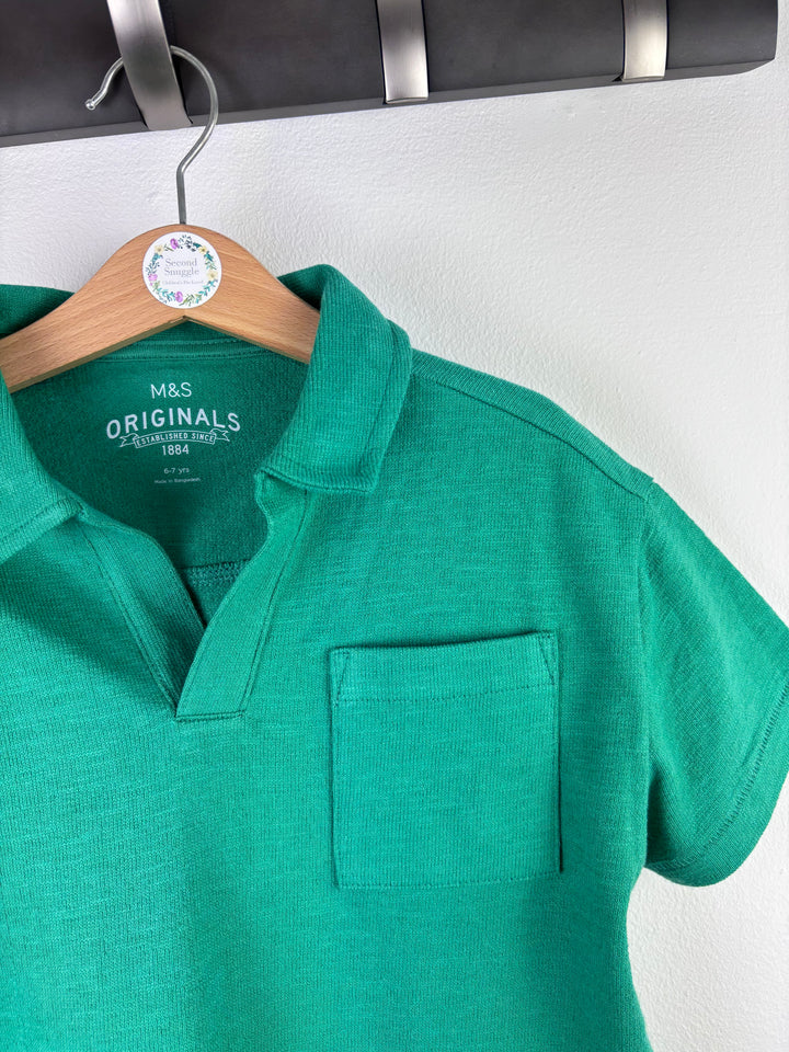 M&S Green Polo Top 6-7 Years-Tops-Second Snuggle Preloved