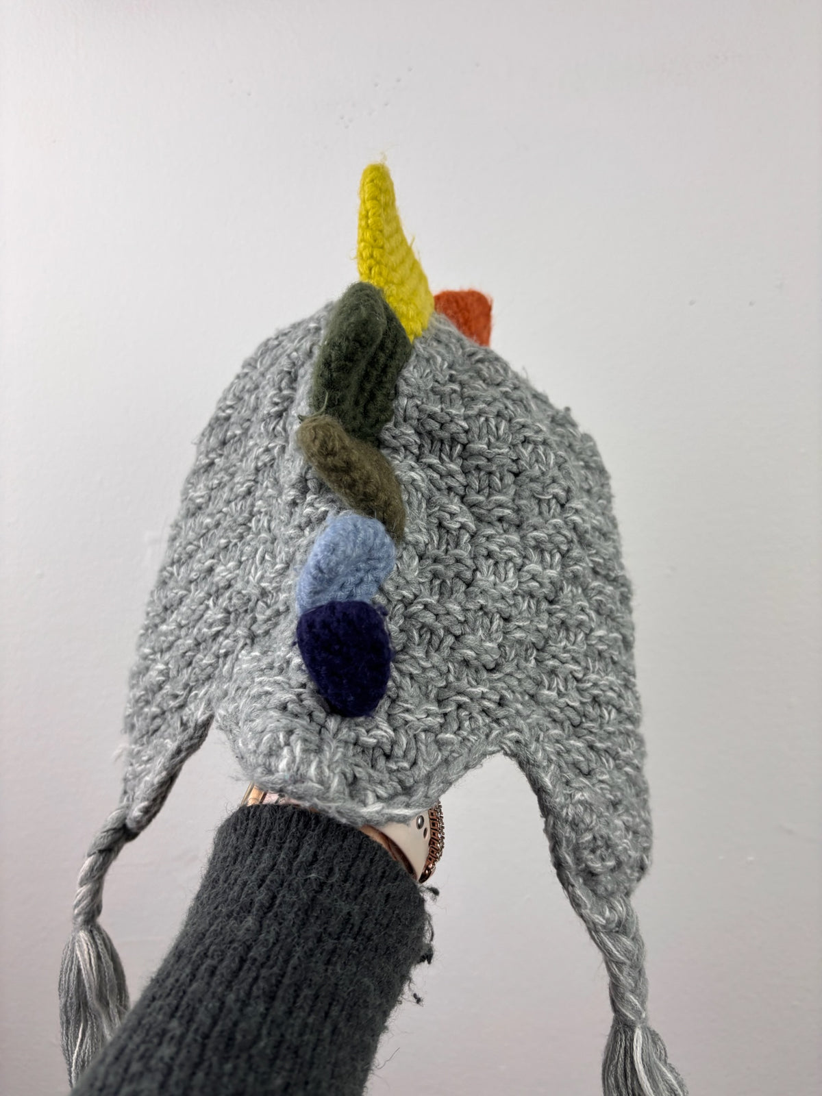Next Grey Knitted Dinosaur Earflap Hat 3-4 Years-Hats-Second Snuggle Preloved