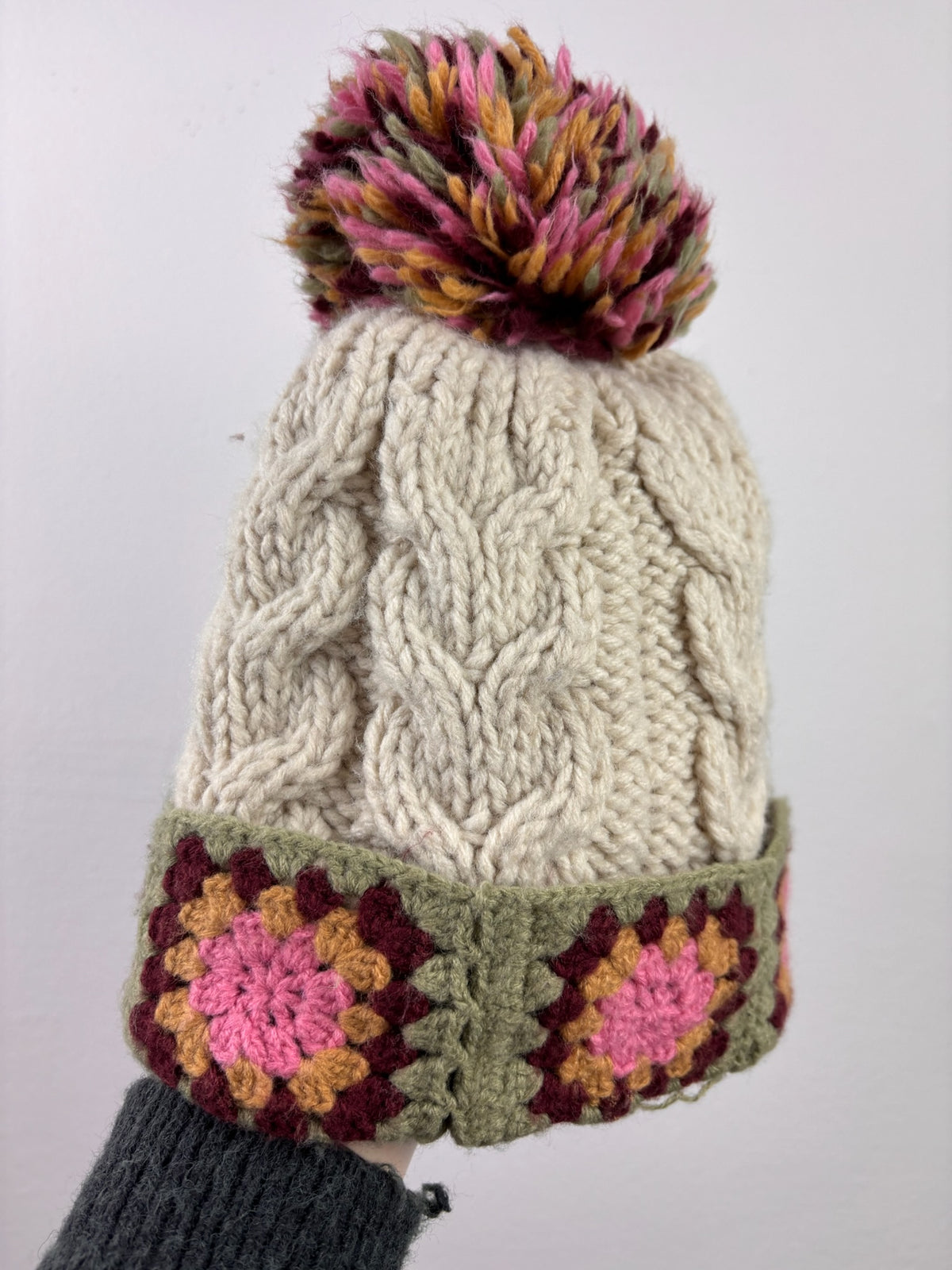 Next Cream Cable Knit Crochet Trim Pom Pom Hat 3-4 Years-Hats-Second Snuggle Preloved