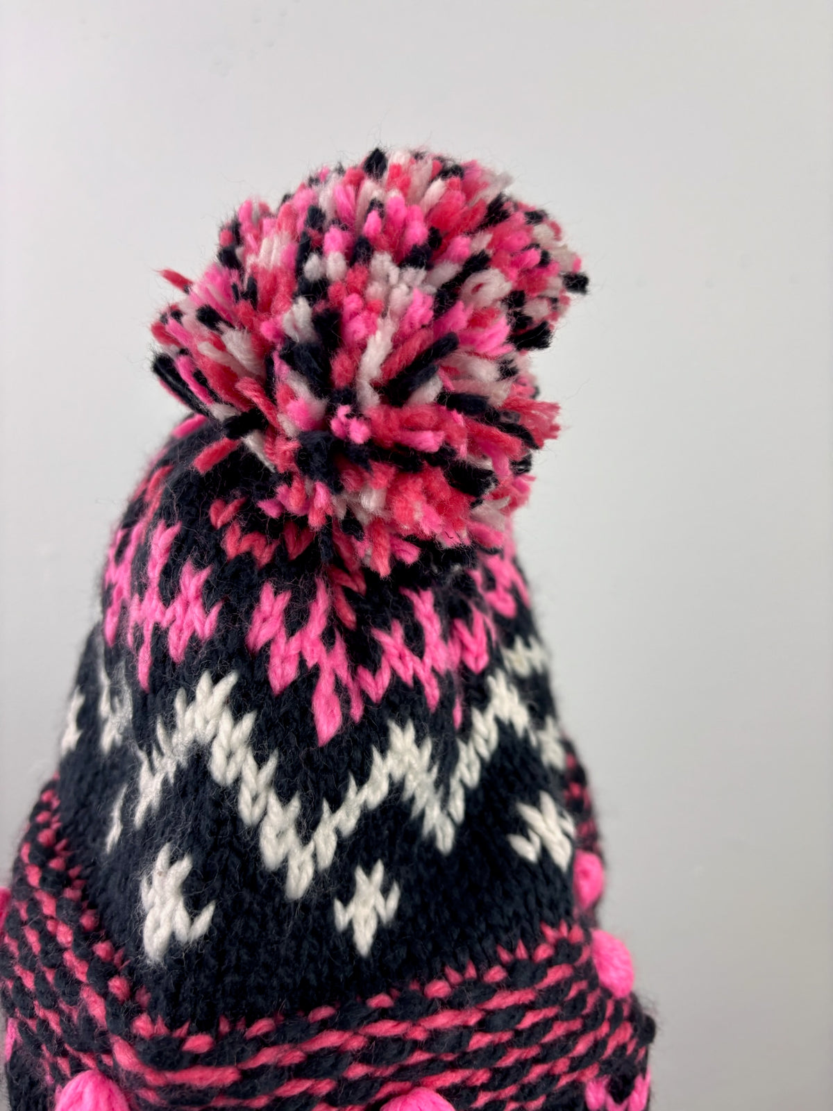Next Navy Pink Fair Isle Pom Pom Hat 5-6 Years-Hats-Second Snuggle Preloved