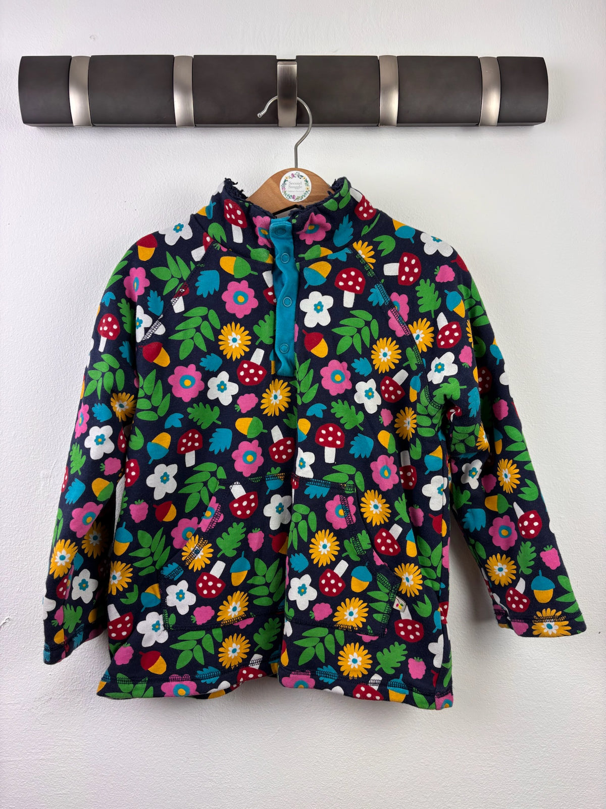 Frugi Navy Woodland Print Soft Fleece Tunic 4-5 Years-Fleeces-Second Snuggle Preloved