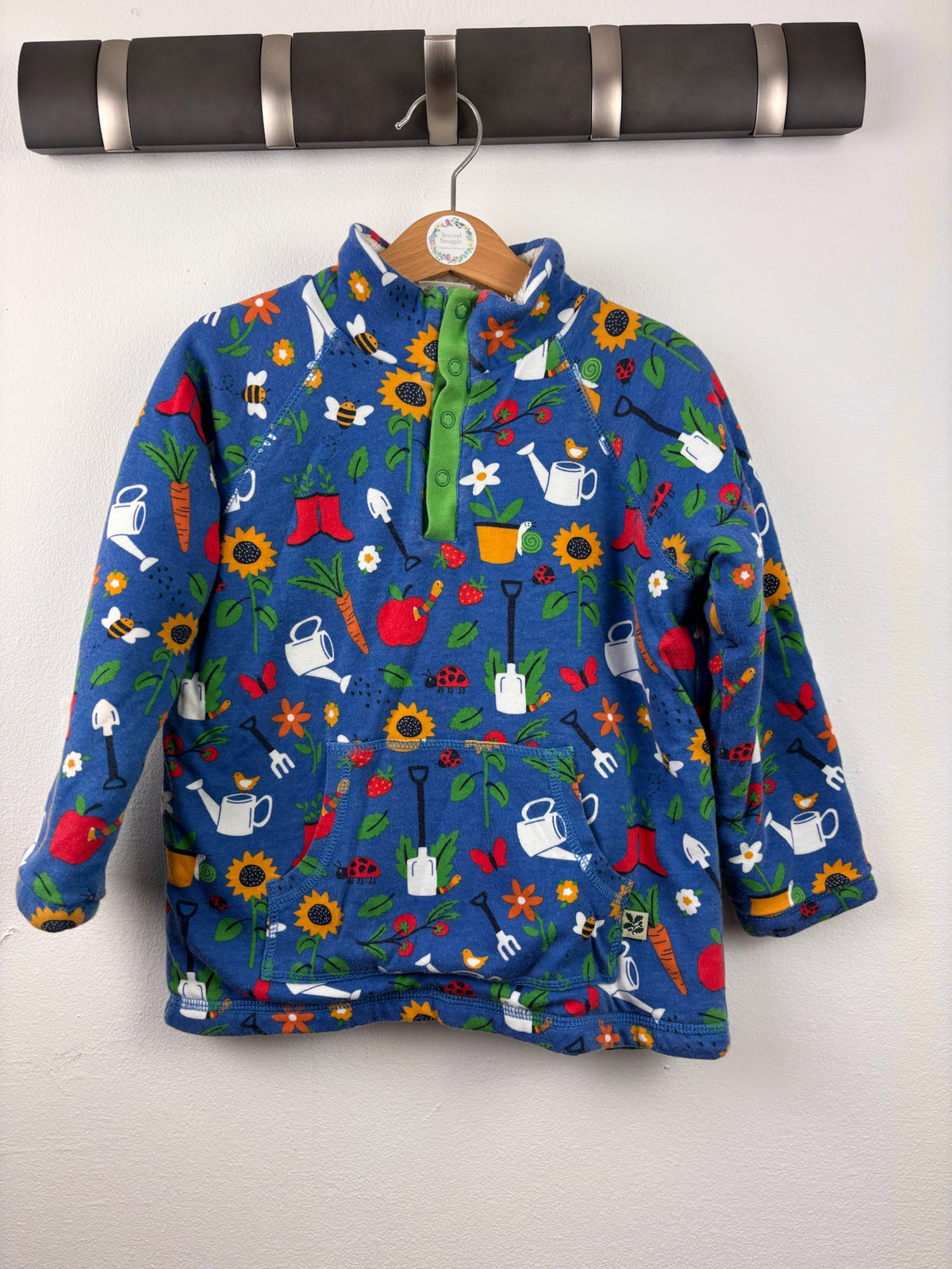 Frugi Blue Gardening Print Soft Fleece Tunic 4-5 Years-Fleeces-Second Snuggle Preloved