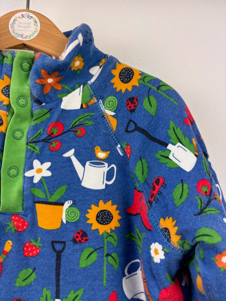 Frugi Blue Gardening Print Soft Fleece Tunic 4-5 Years-Fleeces-Second Snuggle Preloved