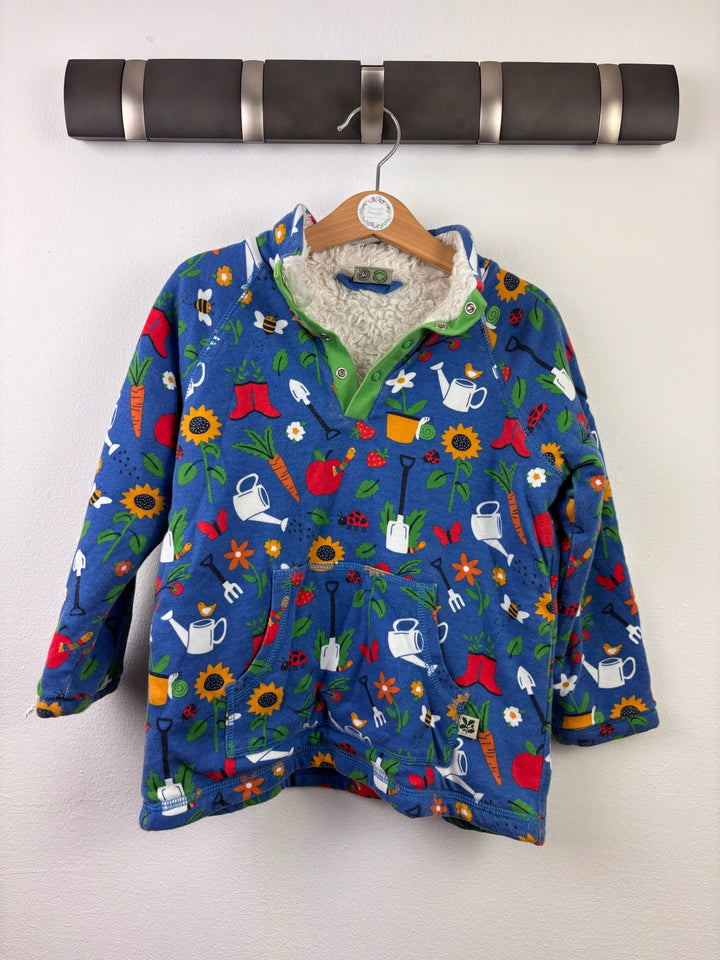 Frugi Blue Gardening Print Soft Fleece Tunic 4-5 Years-Fleeces-Second Snuggle Preloved