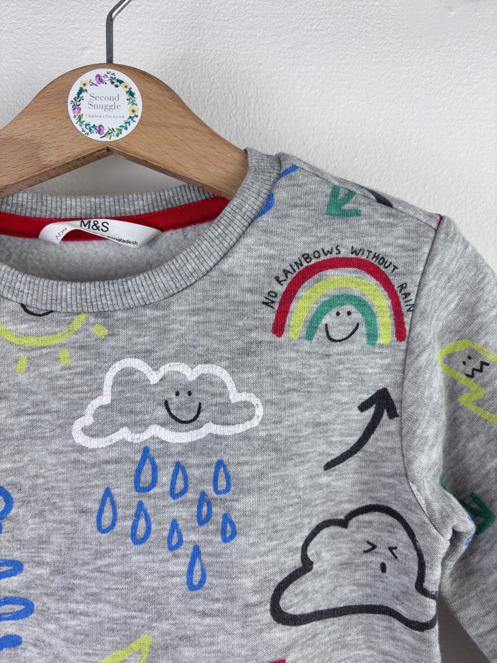 M&S Weather Print Sweatshirt 2-3 Years-Jumpers-Second Snuggle Preloved