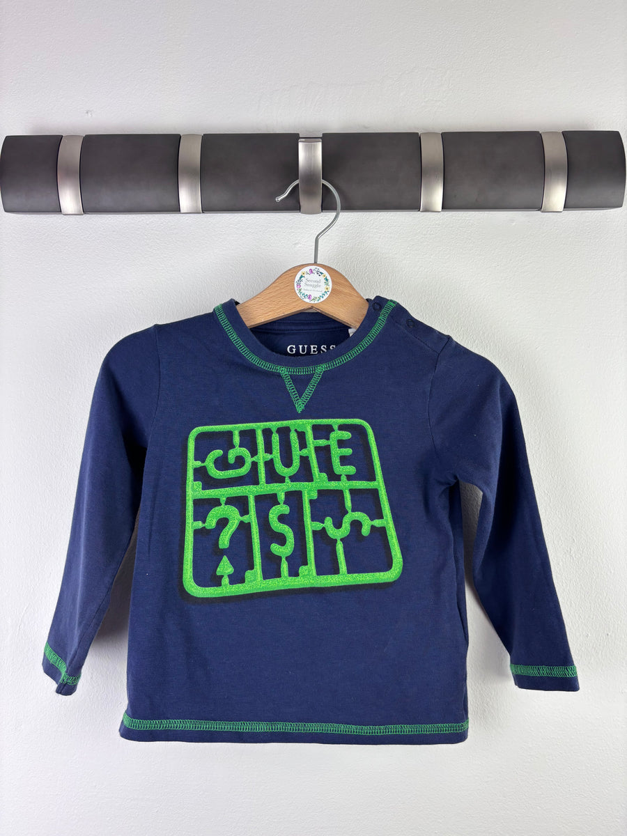 Guess Navy Long Sleeve Top 18 Months-Tops-Second Snuggle Preloved