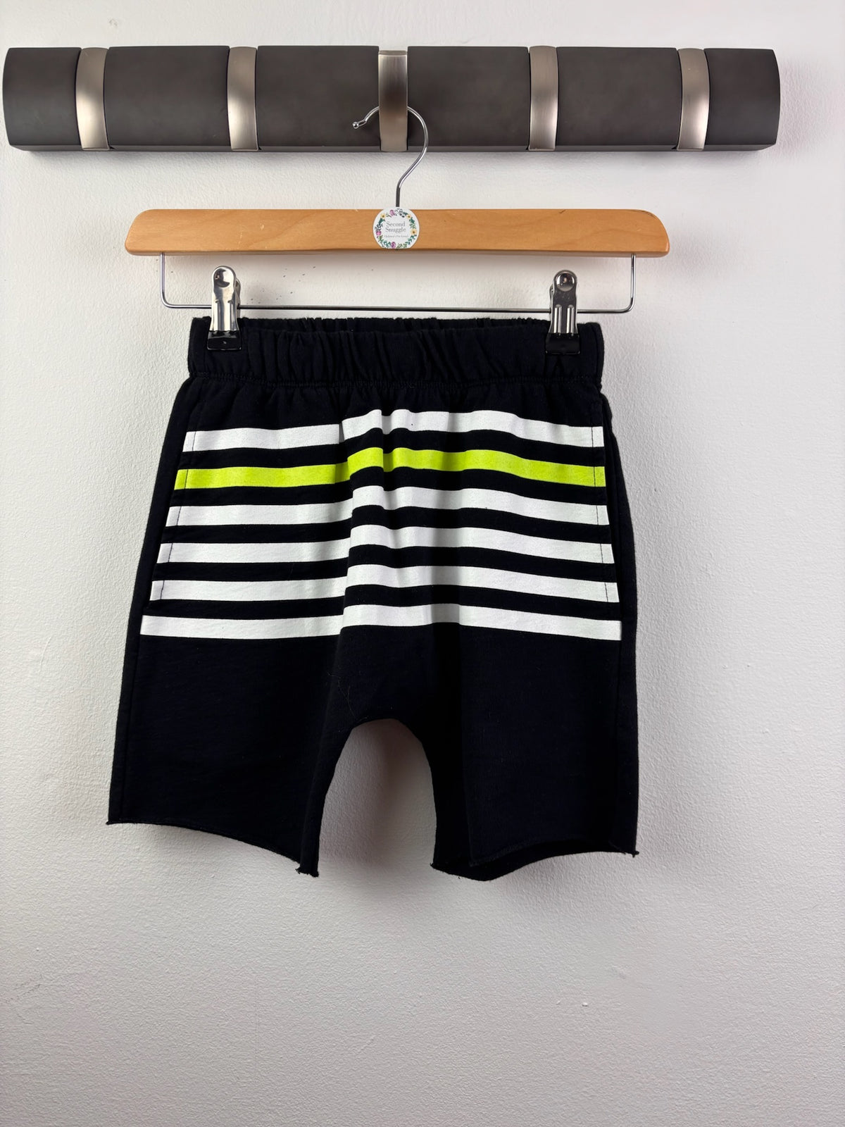 Joah Love Black Striped Shorts With Neon Lime Stripe 3-4 Years-Shorts-Second Snuggle Preloved