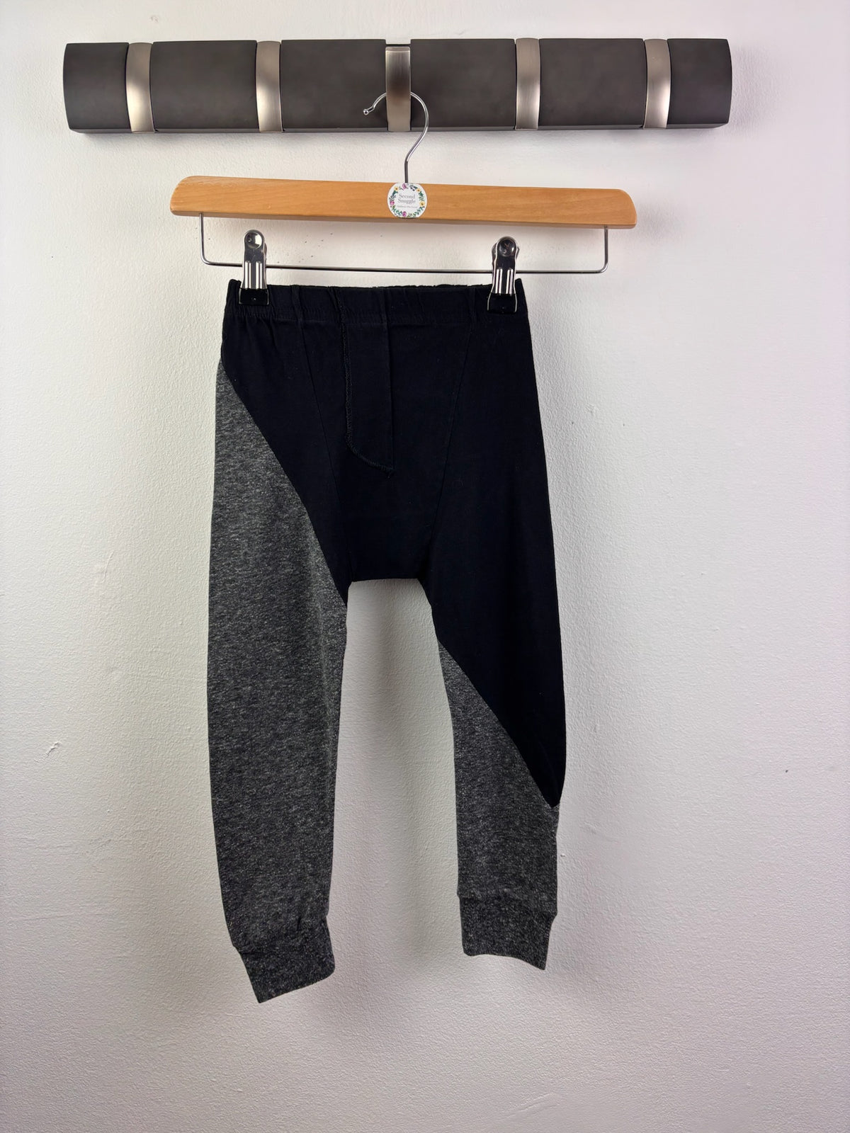 Nununu Black And Grey Colour Block Trousers 2-3 Years-Trousers-Second Snuggle Preloved
