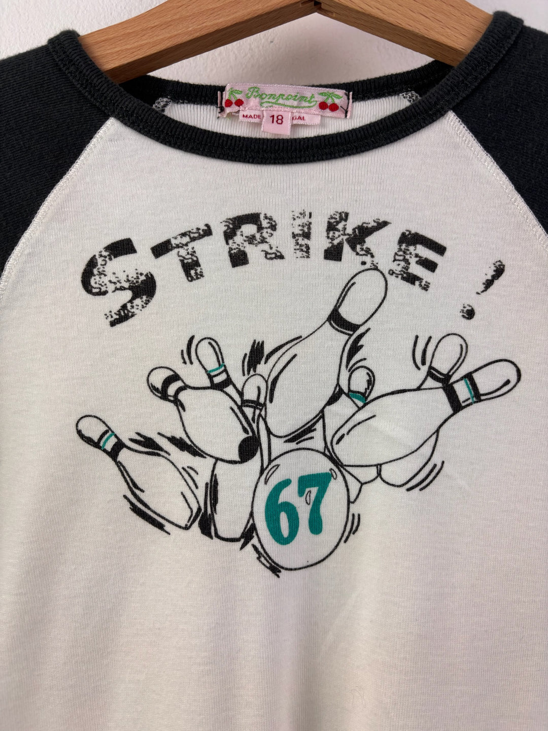 Bonpoint Strike Bowling Raglan Top Cream And Charcoal 18 Months-Tops-Second Snuggle Preloved