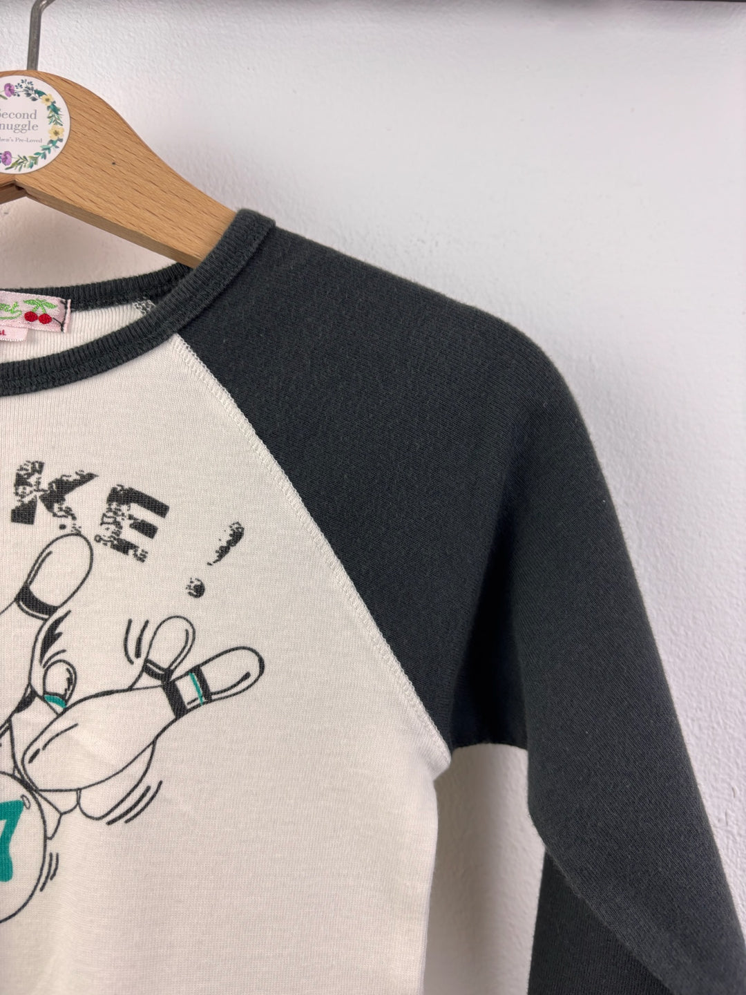 Bonpoint Strike Bowling Raglan Top Cream And Charcoal 18 Months-Tops-Second Snuggle Preloved