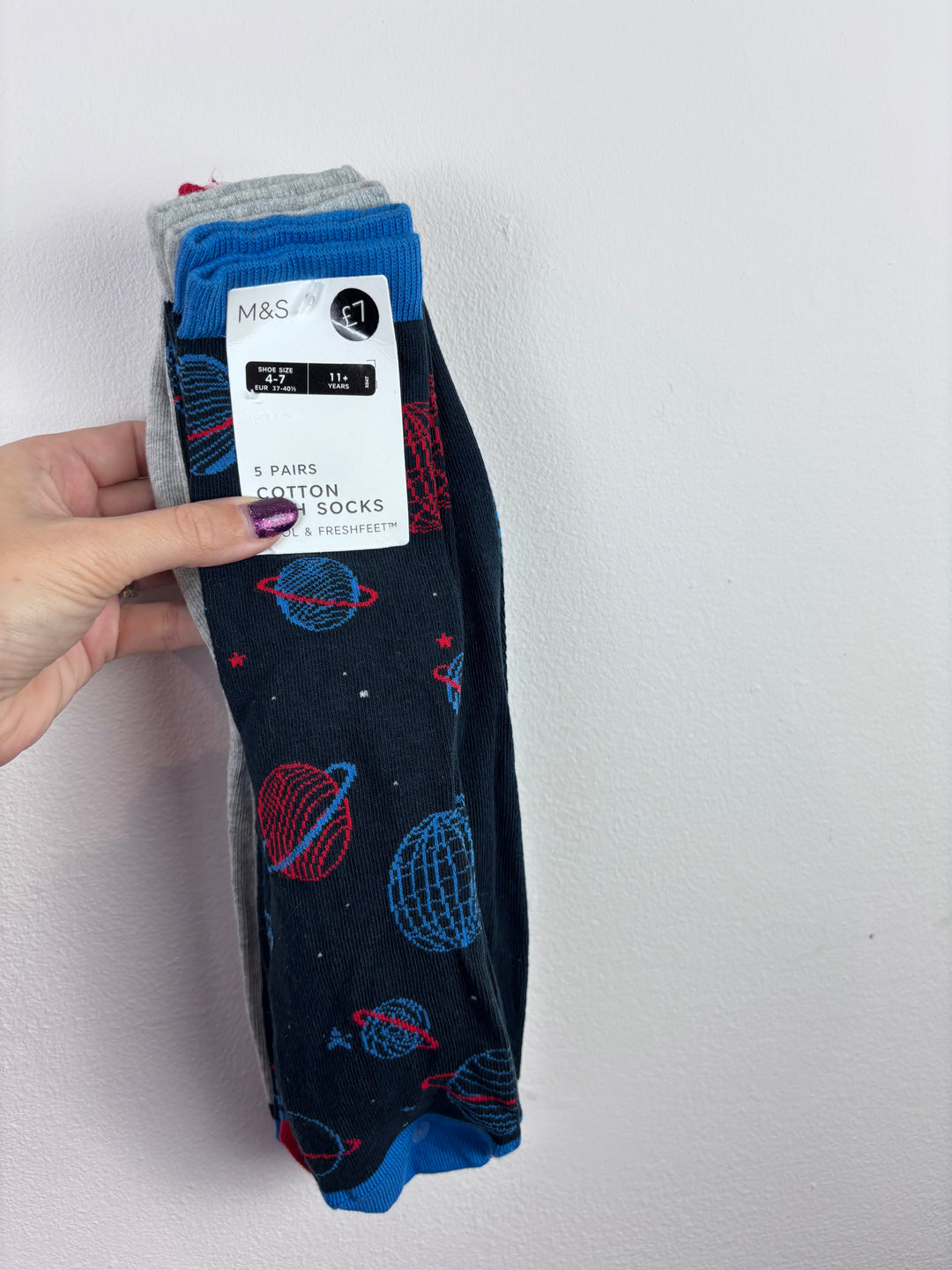 M&S Space Socks UK 4-7 New 5 Pack-Tights & Socks-Second Snuggle Preloved