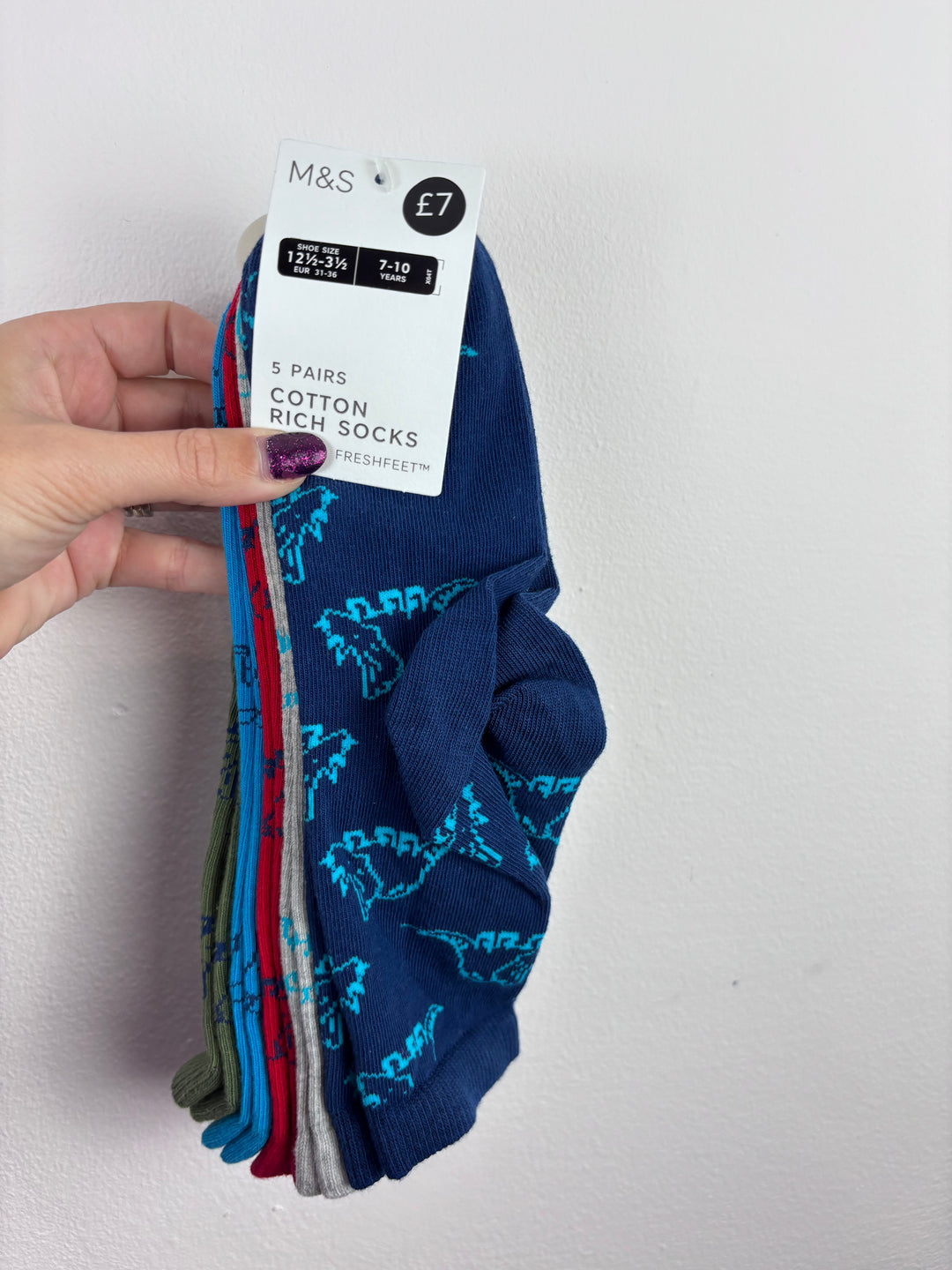 M&S Dinosaur Socks UK 12.5-3.5 New 5 Pack-Tights & Socks-Second Snuggle Preloved
