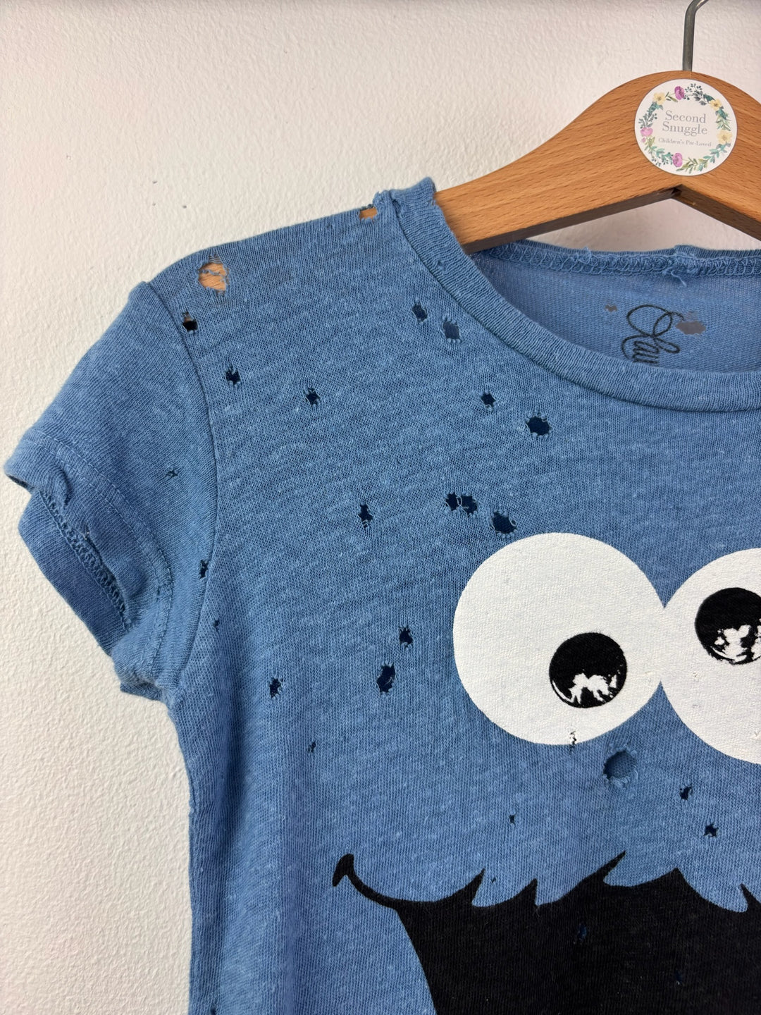 Lauren Moshi Cookie Monster Distressed T-Shirt Blue 2 Years-Tops-Second Snuggle Preloved