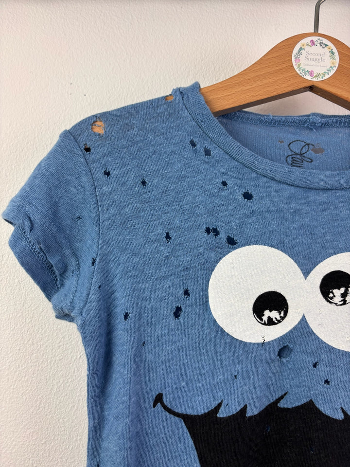 Lauren Moshi Cookie Monster Distressed T-Shirt Blue 2 Years-Tops-Second Snuggle Preloved