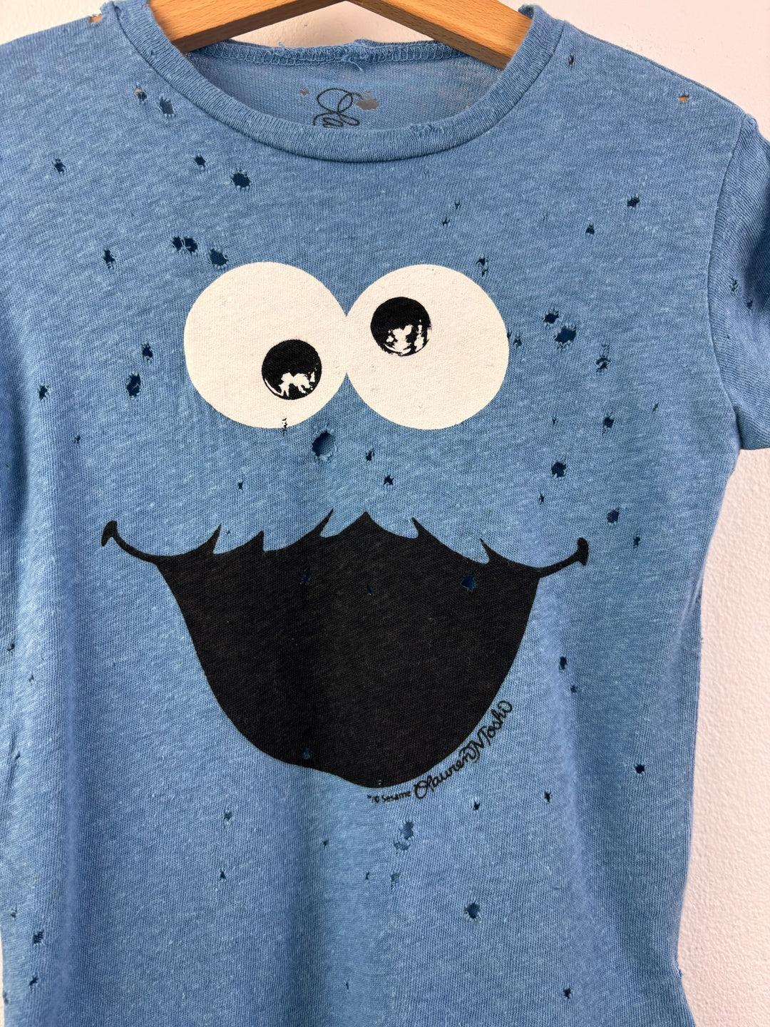 Lauren Moshi Cookie Monster Distressed T-Shirt Blue 2 Years-Tops-Second Snuggle Preloved