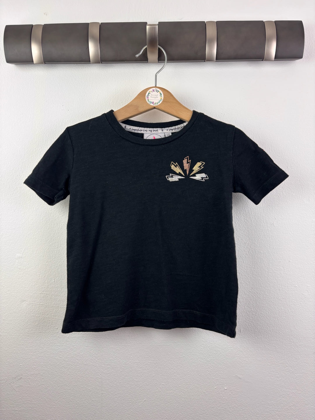 Scamp &amp; Dude Black Superhero Lightning Bolt T-Shirt 1-2 Years-Tops-Second Snuggle Preloved