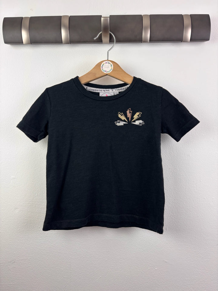 Scamp &amp; Dude Black Superhero Lightning Bolt T-Shirt 1-2 Years-Tops-Second Snuggle Preloved