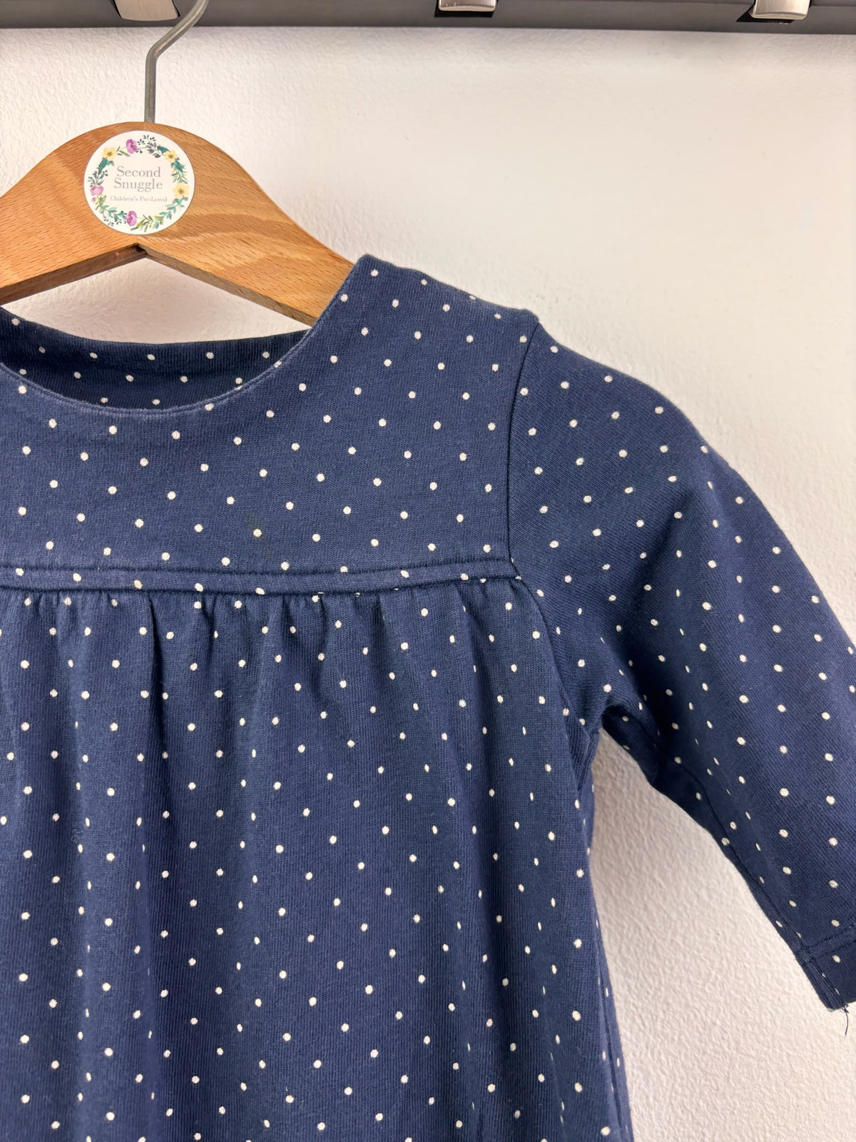 M&S Navy Polka Dot Dress 12-18 Months-Dresses-Second Snuggle Preloved