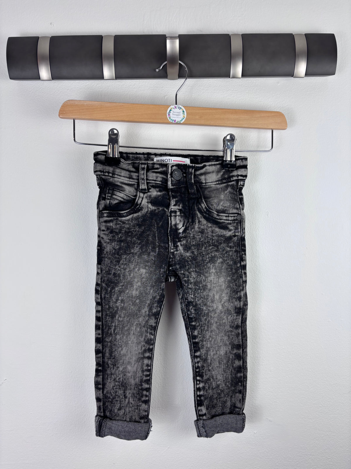 Minoti Black Jeans 9-12 Months-Trousers-Second Snuggle Preloved