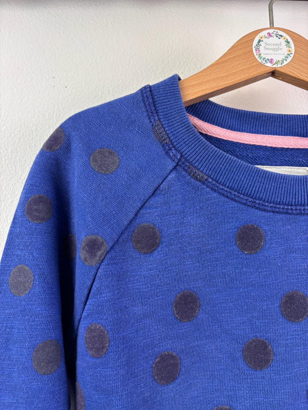 Johnnie b Blue Polka Dot Sweatshirt 6-7 Years-Jumpers-Second Snuggle Preloved