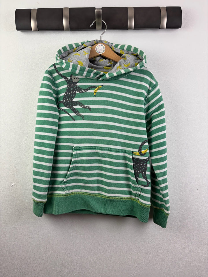Boden Green Striped Hoodie With Monkeys And Bananas 5-6 Years-Hoodies-Second Snuggle Preloved
